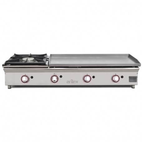 Plancha a Gas de 80 cm Acero Rectificado 15 mm. + Fogón 6 Kw