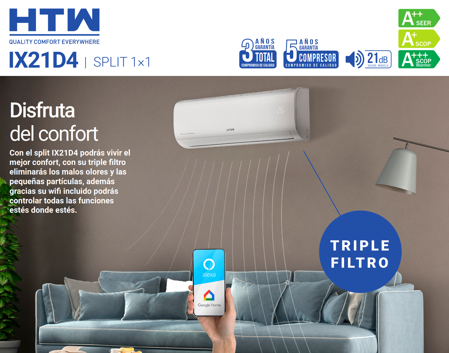 Conductos Aire Acondicionado 6000 Frigorías Serie ADMIRA con Wifi HTW -  Fibraclim SL