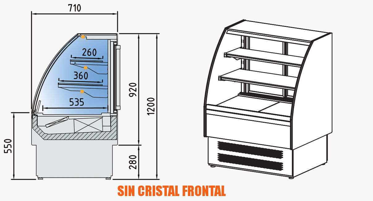 Vitrina Expositora Refrigerada Cristal Elevable sin Reserva VES